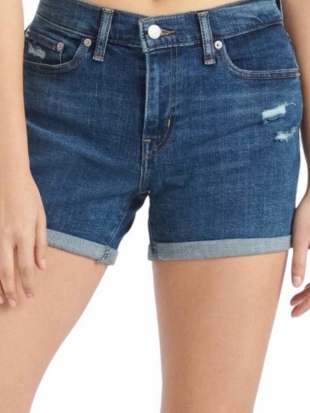 Signature by Levi Strauss Dark Blue Rolled Cuff Jean Shorts